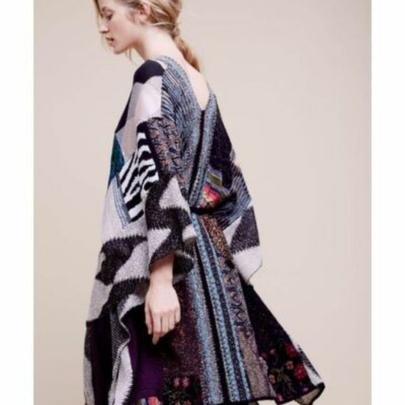 NWT Caroline Patchwork Poncho By Cecilia Prado for Anthropologie - autumn shawl - Picture 1 of 8